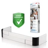 Reer Premium | Kinderschutz für die Küche | Kindersicherung | zum Kleben | größenverstellbar, 57-90 cm | für Induktions und Gasherde | silber