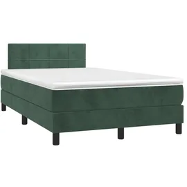 vidaXL Boxspringbett mit Matratze & LED Dunkelgrün 120x200 cm Samt