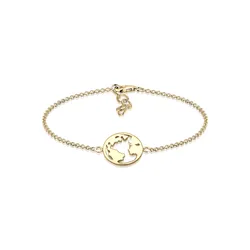 Armband ELLI "Weltkugel Globus Reise Travel Cut Out 925er Silber", gold, Armbänder, Damen, 16cm, ohne Stein, Silber 925 (Sterlingsilber)