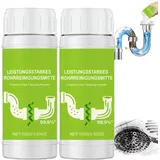 Leistungsstarkes Tägliches Rohrreinigungspulver,Abflussreiniger Schaum Extra Stark,Starkes Rohrreinigungspulver,Pipeline Baggermittel,Schnellwirkender Tragbare Rohrreiniger Pulver für Abflüsse (2PC)