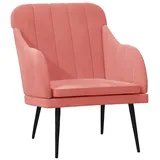 vidaXL Sessel Rosa Samt 63,5 x 76 x 80 cm rosa mit Rollen