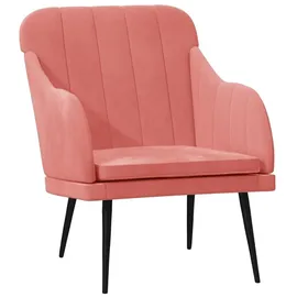 vidaXL Sessel Rosa Samt 63,5 x 76 x 80 cm rosa mit Rollen