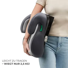 Kinderkraft I-BOOST i-Size - Sitzerhöhung 135-150 cm - R129 Norm - ISOFIX - Ergonomisch - Weicher Schaumstoff - Abnehmbarer Bezug - Grau