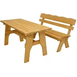 FRG Gartenmöbel Set 2-teilig Kiefer hellbraun 150cm Tisch & Bank rechteckig
