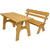 FRG Gartenmöbel Set 2-teilig Kiefer hellbraun 150cm Tisch & Bank rechteckig