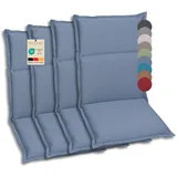 GO-DE Textil Bequeme und attraktive Polsterauflagen für Hochlehner-, Mittellehner- und Niederlehner-Gartenstühle (4er-Set, Uni Blau, Mittellehner)