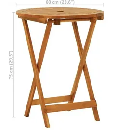 vidaXL Gartentisch Ø 60 x 75 cm braun klappbar