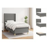 vidaXL Boxspringbett mit Matratze Dunkelgrau 100x200 cm Stoff