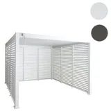 Alu Pergola HWC-N94 mit 3x Lamellenwand, Lamellen-Pavillon, stabiles 10cm-Metall-Gestell 3x3m ~ wei√ü