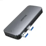 UNITEK SolidForce PCIe/NVMe M.2 SSD 10Gbps Gehäuse für PS5 / Dual USB-A/Aluminium Wärmetauscher/Silikon Wärmeleitpads/Gummihalterung /15cm USB-A Kabel