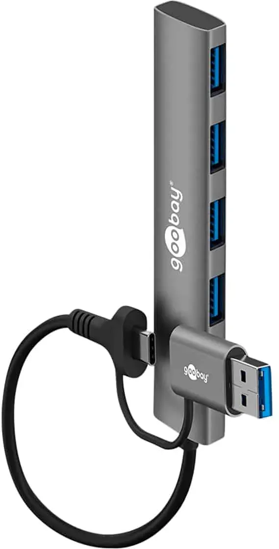 GOOBAY USB3.2 Hub 79149 Slim 4 Port USB-A/USB-C auf USB-A 5 Gbit/s