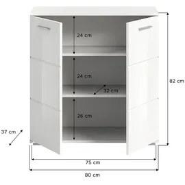 xonox.home Kommode Prego Sideboard 2 Türen Hochglanz - weiß