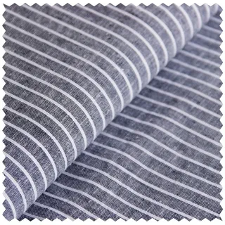 Leinen Lodge OhG Stoff Halbleinen Meterware Streifen, Leinenstoff gestreift*Ab 50 cm, knitterarm, atmungsaktiv, antistatisch blau