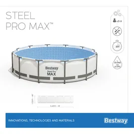 BESTWAY Steel Pro Max Frame Pool Set 549 x 122 cm lichtgrau inkl. Filterpumpe