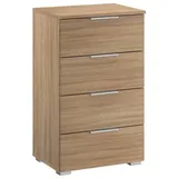 Rauch Möbel Nachtschrank Rauch Alabama, Sonoma Eiche 4 Schubladen, 47x81x42 cm Blauer Engel, Goldenes M, BQ - Bündnis für Qualität, Made in Germany, Schlafzimmer, Nachttische