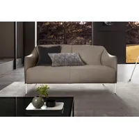2-Sitzer W.SCHILLIG "sally", braun (stone z59), B:154cm H:78cm T:84cm, Longlife Xtra-Leder Z59: Glattleder mit modischer Prägung. Hautstärke 0, 9 - 1, 1 mm., Sofas, mit Metallfüßen in Chrom glänzend, Breite 154 cm