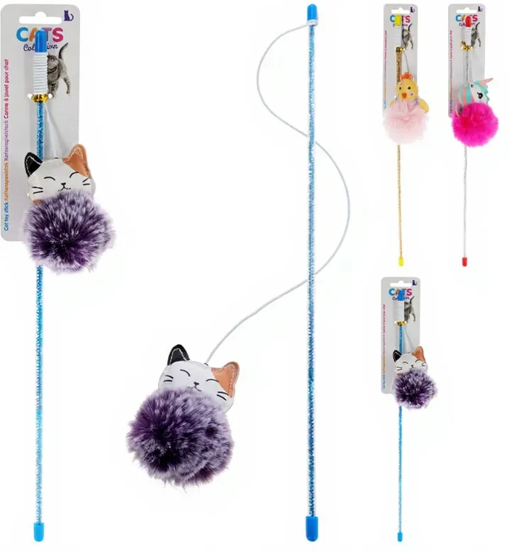 Katzenspielzeugstab (40 cm, 1 Stück, Farbe zufällig)