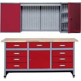 KÜPPER Hängeschrank Stahlblech 1700 mm x 840 mm x 600 mm Rot/Silber-Grau
