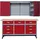 KÜPPER Hängeschrank Stahlblech 1700 mm x 840 mm x 600 mm Rot/Silber-Grau