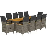 vidaXL Garten-Bistro-Set 11-tlg. Grau
