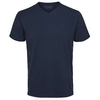 Selected Homme Herren V-Neck Kurzarm T-Shirt SLHNEWPIMA Regular Fit Blau XL (52/54), Navy Blazer, , 50329647-XL