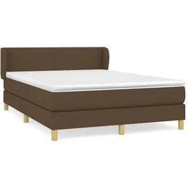 vidaXL Boxspringbett mit Matratze Dunkelbraun 140x200 cm Stoff