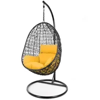 Kideo Komplettset: Hängesessel mit Gestell & Kissen, Poly-Rattan, Schaukel,