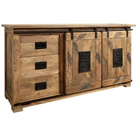 Massivmoebel24 Sideboard Mango 150x45x80 natur lackiert Railway #100