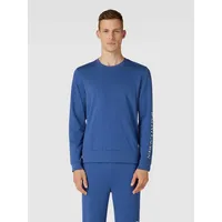 Sweatshirt mit Label-Print Modell 'LOOPBACK', Blau Melange, XL