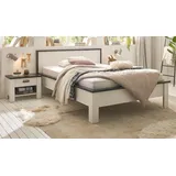 Schlafzimmer Set 3-teilig weiß Pinie Landhaus mit Bett und Nachtkommoden Stove