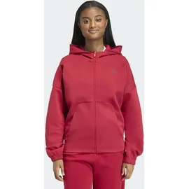 adidas Damen Kapuzensweat Future ICONS SMALL LOGO Full-Zip, Größe L rot