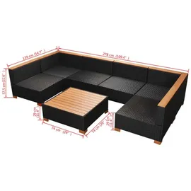 vidaXL Garten-Lounge-Set 9-tlg. schwarz