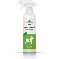 SAGRONIT Zeckenschutzmittel Zecken und Milbenspray für Hunde und Hühner, 500 ml, Kunststoffflasche mit Sprühkopf, Einzelflasche, Natürlicher Schutz gegen Zecken, Flöhe und Milben grün