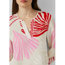 s.Oliver Bluse mit Tunika-Ausschnitt und All-over-Print - beige|mehrfarbig - 38