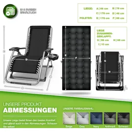 tillvex Sonnenliege 200 x 60 x 22 cm Grau