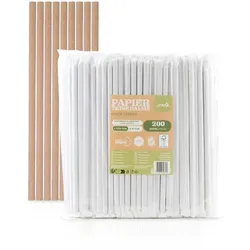 Mank Trinkhalme in naturbraun aus Papier,  Ø 8 mm / 23 cm, 3600 Stück verpackt im Folienbeutel, einzeln verpackt