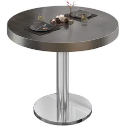 BN | Bistrotisch | Ø:H 70 x 72 cm | Edelstahl Rand | Wenge / Edelstahl | Rund