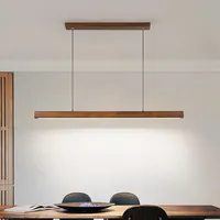 LED Pendelleuchte esstisch holz dimmbar, moderne LED Hängeleuchte mit Fernbedienung, höhenverstellbar moderne Linear design wohnzimmerlampe hängend für esszimmer büro Küche lampe (Holz-1, L150cm)