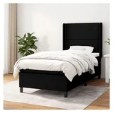 Lattenrost mit Matratze, Schwarz, 90 x 190 cm, Stoff, Plattformbett mit Lattenhalter, einfache Montage, für Schlafzimmer, Erwachsene