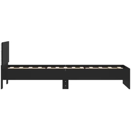 vidaXL Bettgestell mit Kopfteil und LED-Leuchten Schwarz 90x200 cm