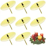 8 Stück Adventskranz für Kerzenhalter, Ø 6 cm Gold Adventskerzenhalter Metall Kerzenleuchter mit Dorn, für DIY Adventskranz Deko Weihnachten Kerzenteller