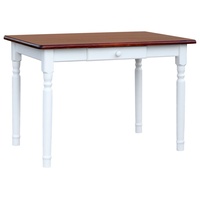 Weißer Tisch II mit Schublade aus massivem Kiefernholz mit Tischplatte in der Farbe Calvados 100 x 60 cm