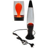 Lavalampe schwarz orange 40 cm Lavaleuchte Deko Lampe Retro Metallfuß Glas Magma