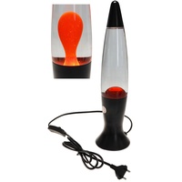 Lavalampe schwarz orange 40 cm Lavaleuchte Deko Lampe Retro Metallfuß Glas Magma