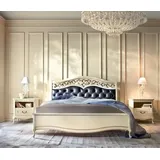 Komplett Schlafzimmer Bett + 2x Nachttische Klassisches Holzmöbel Chesterfield