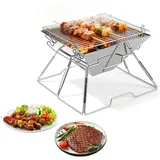 Tolletour Faltbarer Holzkohlegrill Grill Kompakter Grill 304 Edelstahl Tragbar Für Das Kochen Im Freien 31 X 31cm