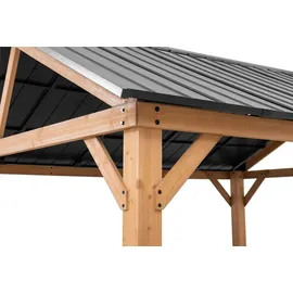 Sunjoy Gazebo Rebra Zedernholz 404 cm x 465 cm Anthrazit FSC®