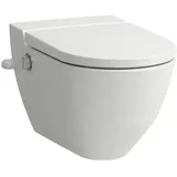 Laufen Navia Cleanet Dusch-WC, Tiefspüler 4,5/3-Liter wandhängend, spülrandlos, 37x58 cm, mit seitlicher Öffnung für externen Wasseranschluss 19,5 cm, H820601A007171, Farbe: Weiß mit LCC Active