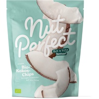 Nut Perfect Bio-Kokos-Chips, 1 x 100 g, ohne Zucker, ungeschwefelt, vegan, getrocknete Kokosstreifen mit Haut, knusprig und intensiv im Geschmack, verarbeitet unter fairen Bedingungen