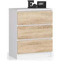 Akord Kommode 60 x 77 x 40 cm Weiß / Sonoma Eiche